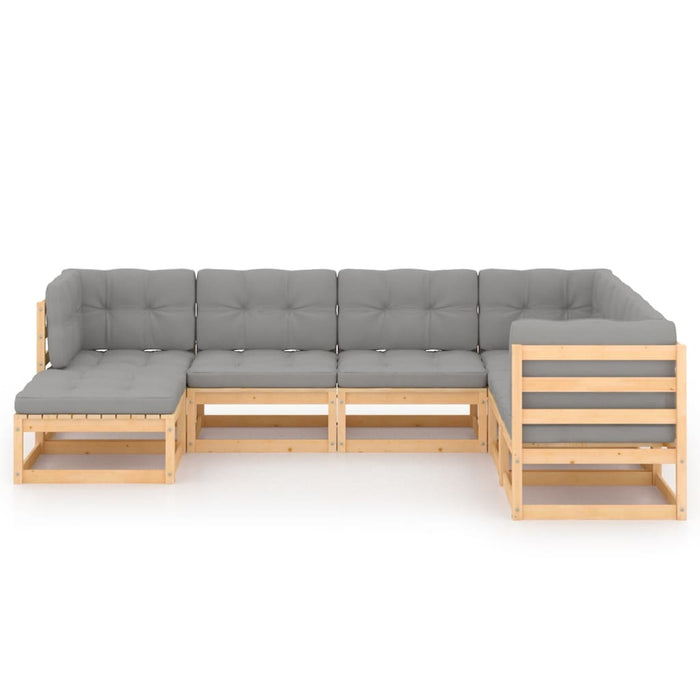 Set mobilier de grădină cu perne, 7 piese, lemn masiv de pin WALTI