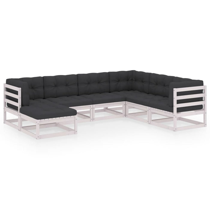 Set mobilier de grădină cu perne, 7 piese, lemn masiv de pin WALTI