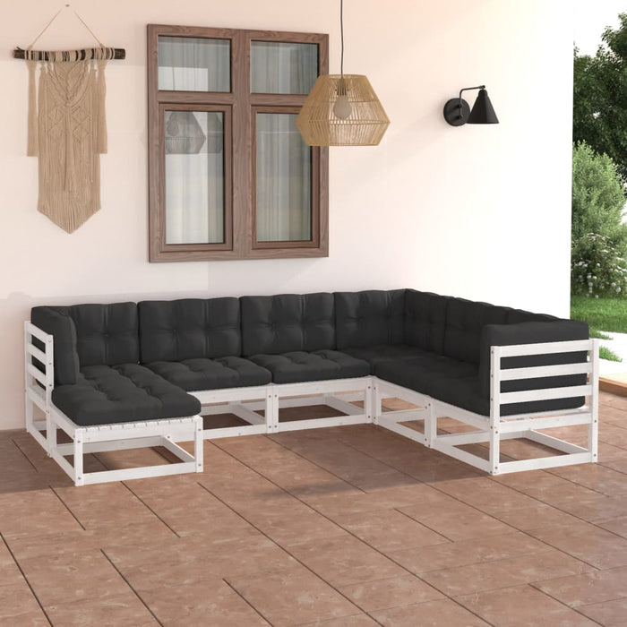 Set mobilier de grădină cu perne, 7 piese, lemn masiv de pin WALTI
