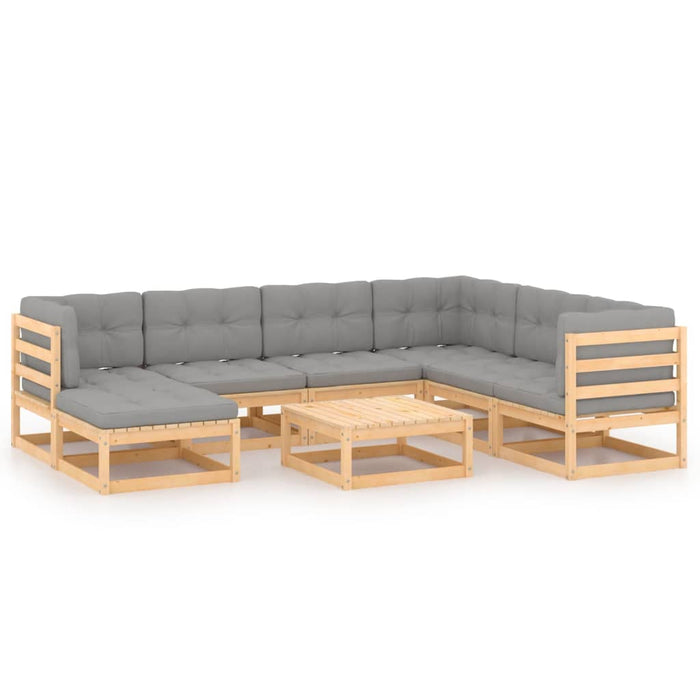 Set mobilier de grădină cu perne, 8 piese, lemn masiv de pin WALTI