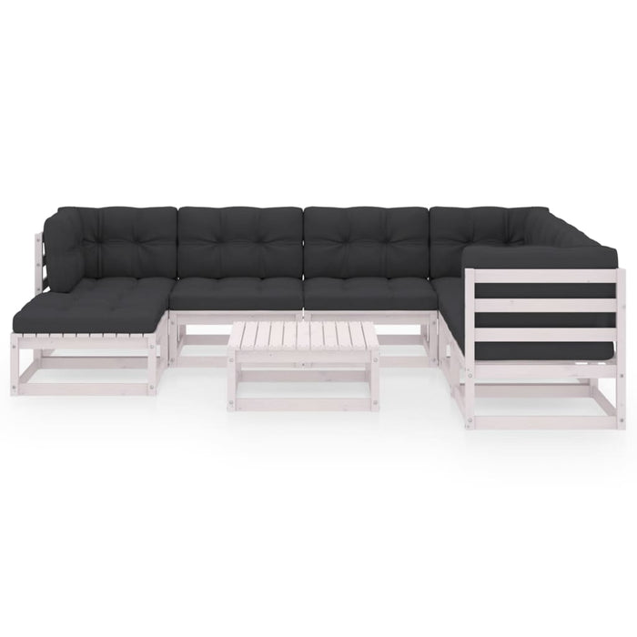 Set mobilier de grădină cu perne, 8 piese, lemn masiv de pin WALTI