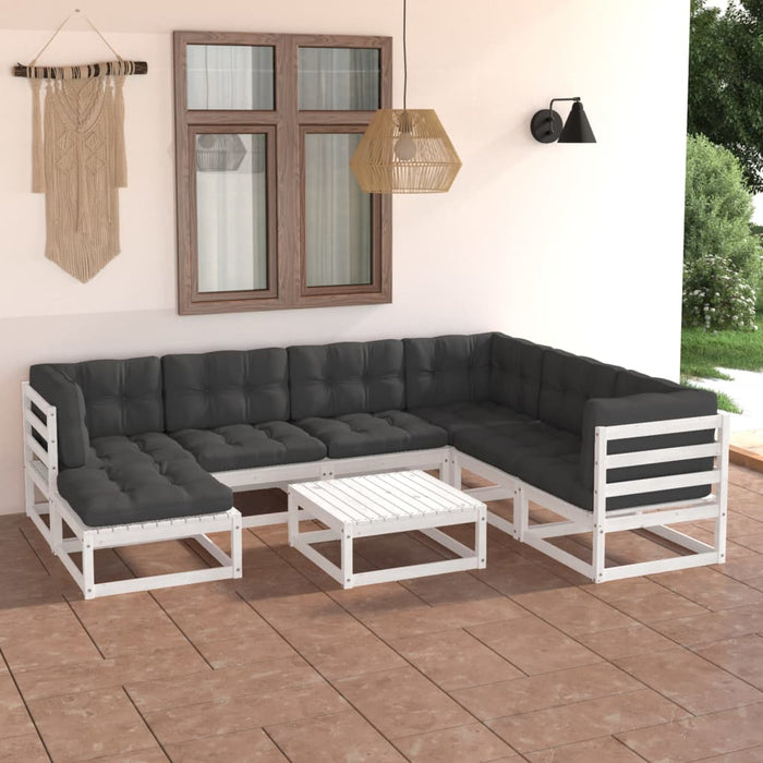 Set mobilier de grădină cu perne, 8 piese, lemn masiv de pin WALTI
