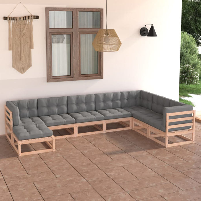 Set mobilier de grădină cu perne, 8 piese, lemn masiv de pin WALTI