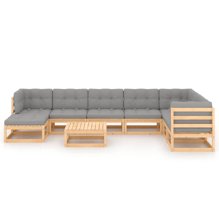 Set mobilier grădină cu perne, 9 piese, lemn masiv de pin WALTI