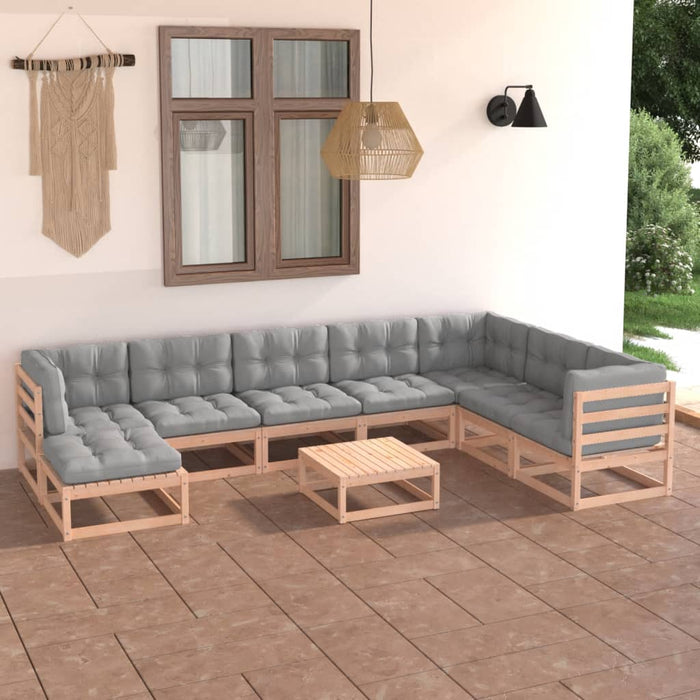 Set mobilier grădină cu perne, 9 piese, lemn masiv de pin WALTI