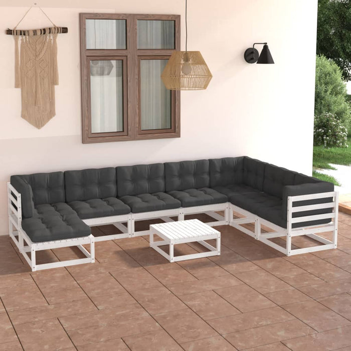 Set mobilier de grădină cu perne, 9 piese, lemn masiv de pin WALTI