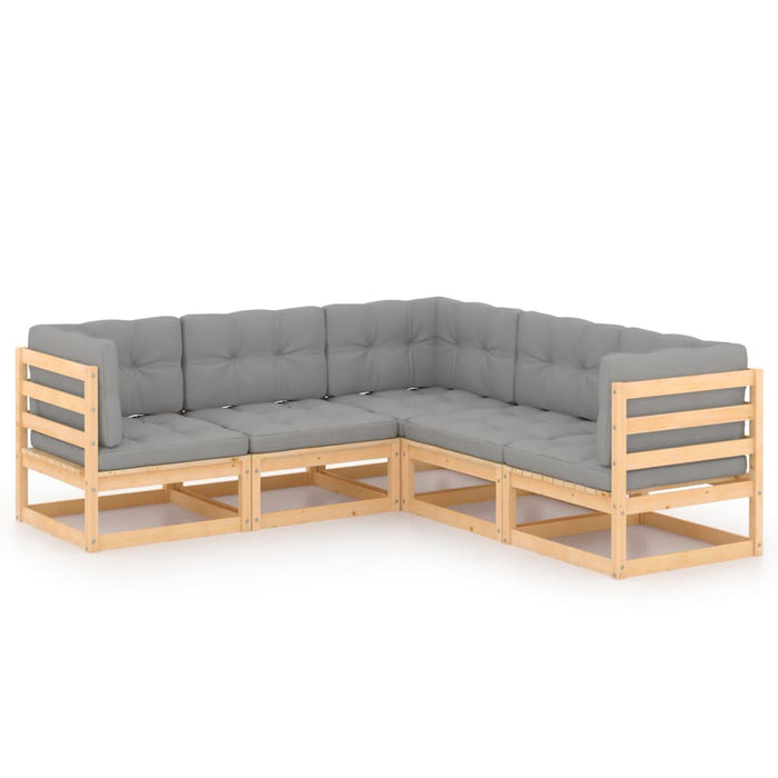 Set mobilier de grădină cu perne, 5 piese, lemn masiv de pin WALTI