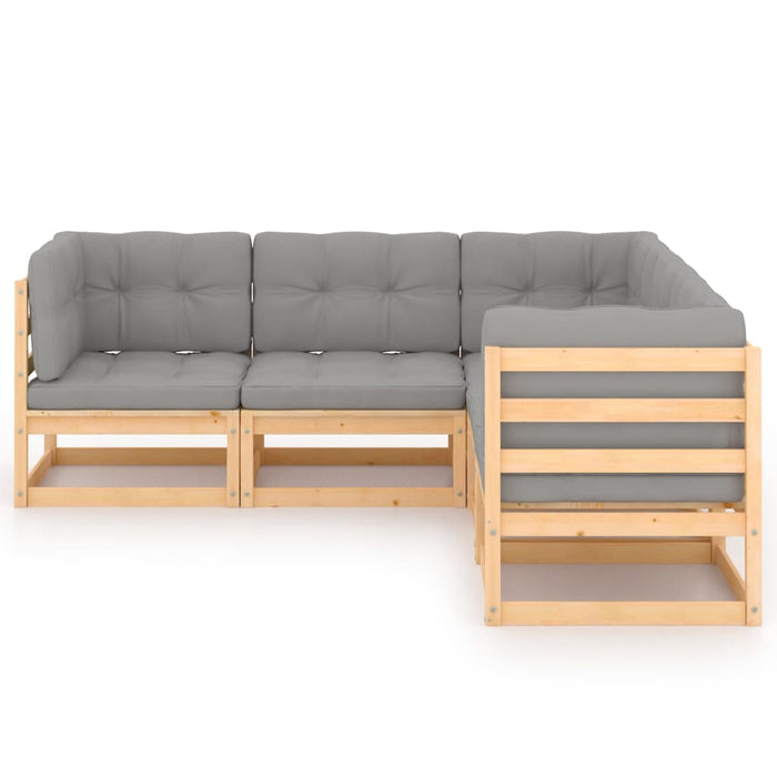 Set mobilier de grădină cu perne, 5 piese, lemn masiv de pin WALTI