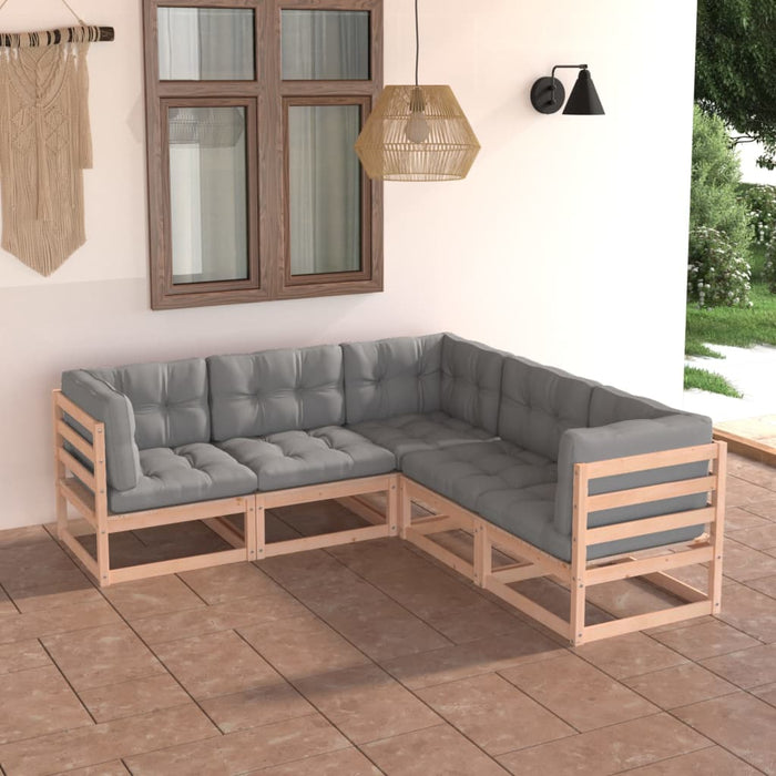Set mobilier de grădină cu perne, 5 piese, lemn masiv de pin WALTI