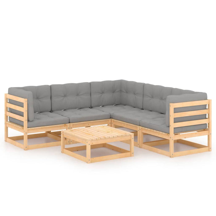 Set mobilier de grădină cu perne, 6 piese, lemn masiv de pin - WALTI WALTI