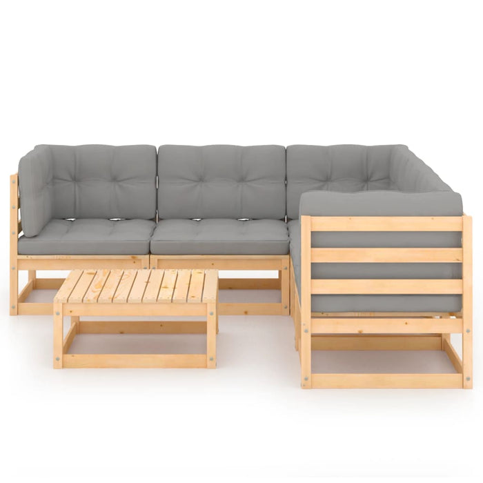 Set mobilier de grădină cu perne, 6 piese, lemn masiv de pin - WALTI WALTI