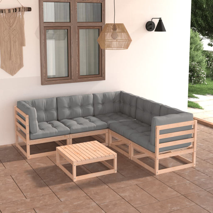 Set mobilier de grădină cu perne, 6 piese, lemn masiv de pin - WALTI WALTI