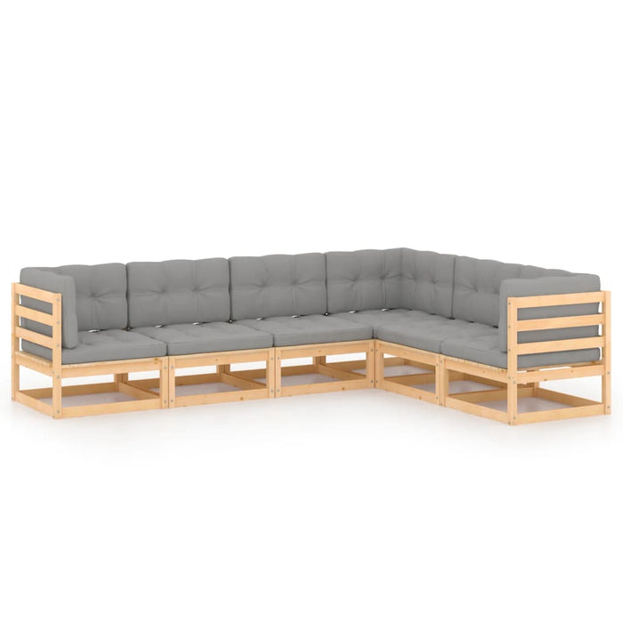 Set mobilier de grădină cu perne, 6 piese, lemn masiv de pin - WALTI WALTI