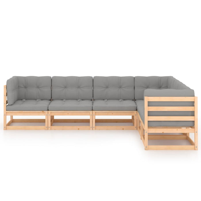 Set mobilier de grădină cu perne, 6 piese, lemn masiv de pin - WALTI WALTI