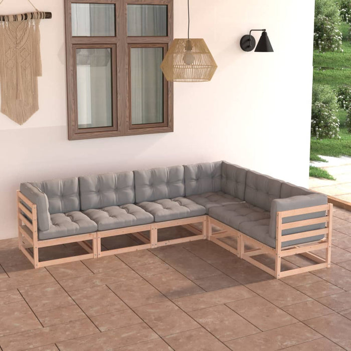 Set mobilier de grădină cu perne, 6 piese, lemn masiv de pin - WALTI WALTI
