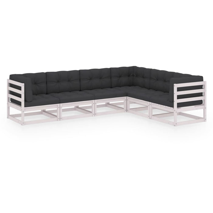 Set mobilier de grădină cu perne, 6 piese, lemn masiv de pin WALTI