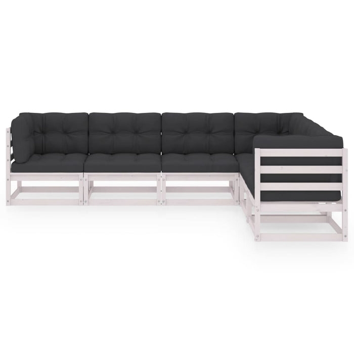 Set mobilier de grădină cu perne, 6 piese, lemn masiv de pin WALTI