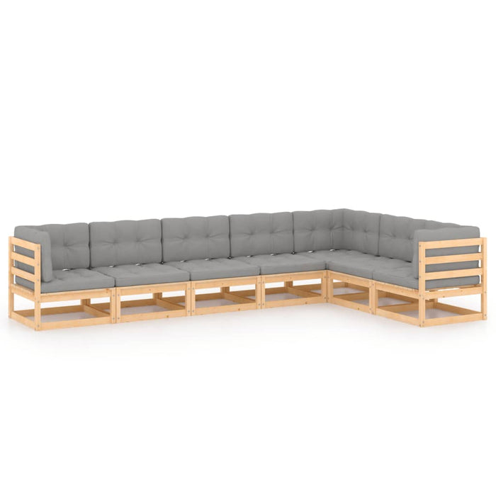 Set mobilier de grădină cu perne, 7 piese, lemn masiv de pin - WALTI WALTI