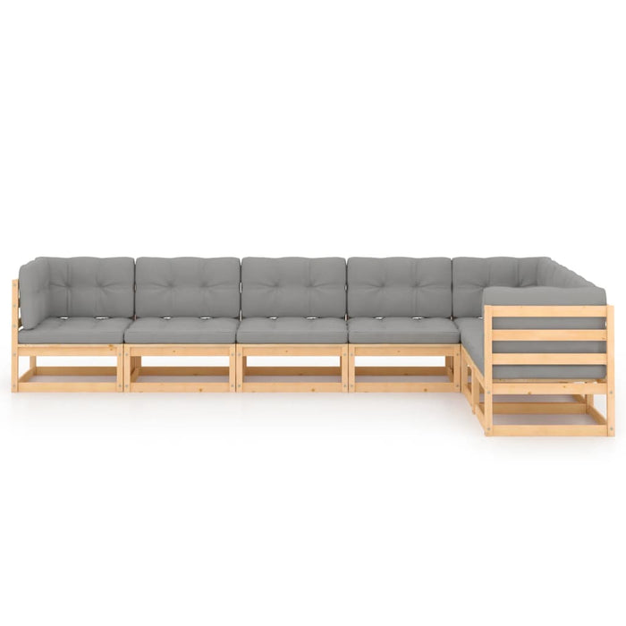 Set mobilier de grădină cu perne, 7 piese, lemn masiv de pin - WALTI WALTI