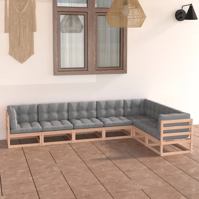 Set mobilier de grădină cu perne, 7 piese, lemn masiv de pin - WALTI WALTI