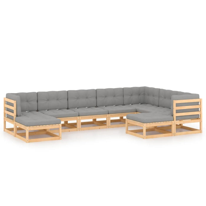 Set mobilier grădină cu perne, 9 piese, lemn masiv de pin WALTI