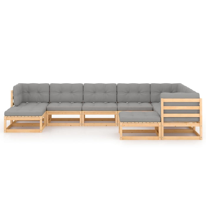 Set mobilier grădină cu perne, 9 piese, lemn masiv de pin WALTI