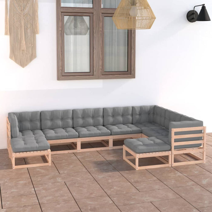 Set mobilier grădină cu perne, 9 piese, lemn masiv de pin WALTI