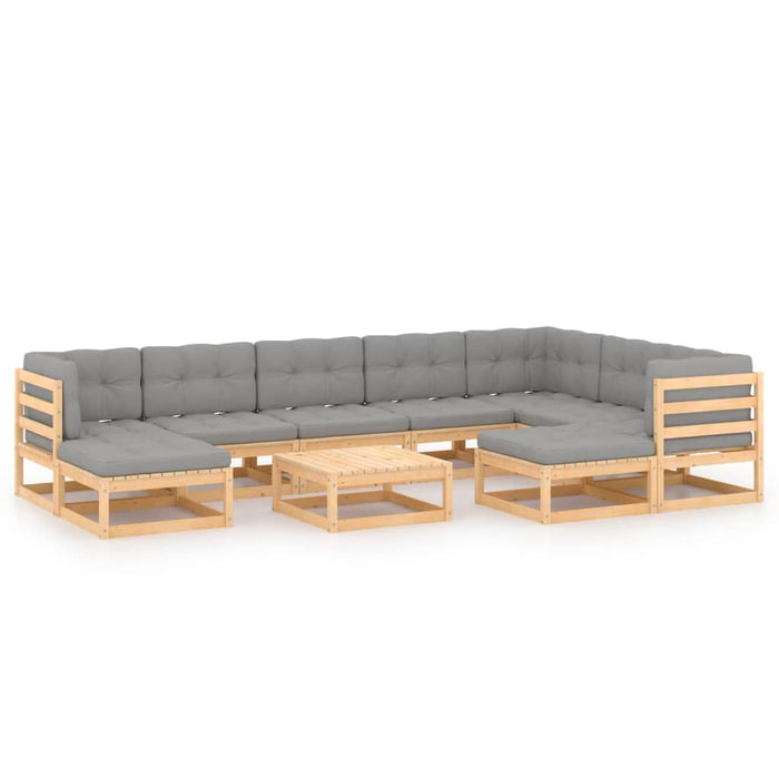 Set mobilier grădină cu perne, 10 piese, lemn masiv de pin WALTI