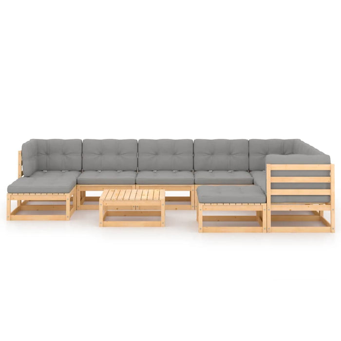 Set mobilier grădină cu perne, 10 piese, lemn masiv de pin WALTI