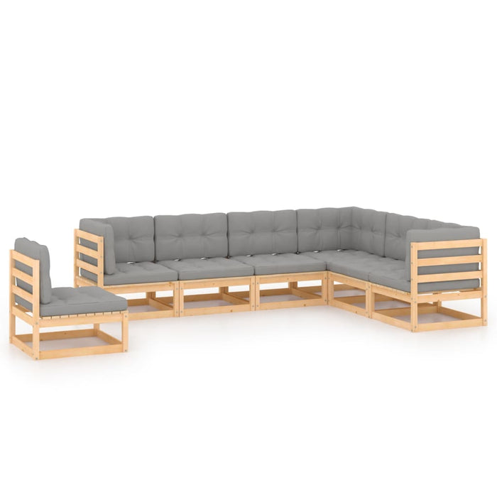 Set mobilier de grădină cu perne, 7 piese, lemn masiv de pin - WALTI WALTI