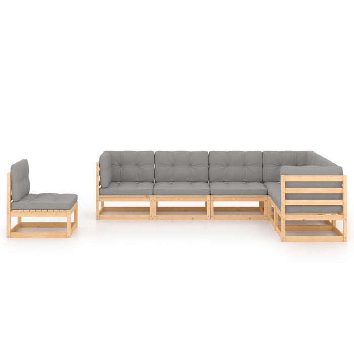 Set mobilier de grădină cu perne, 7 piese, lemn masiv de pin - WALTI WALTI