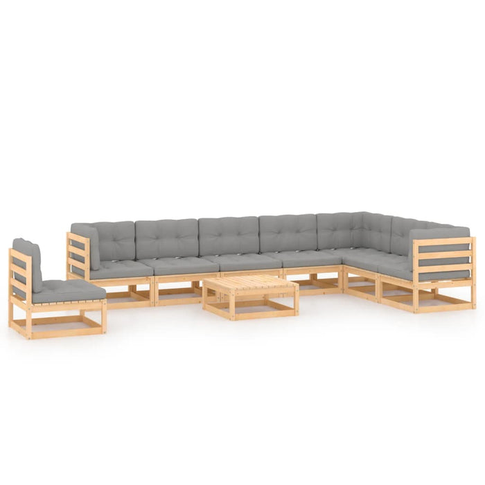 Set mobilier grădină cu perne, 9 piese, lemn masiv de pin WALTI