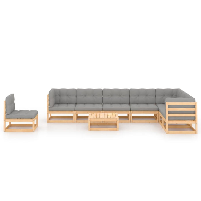 Set mobilier grădină cu perne, 9 piese, lemn masiv de pin WALTI