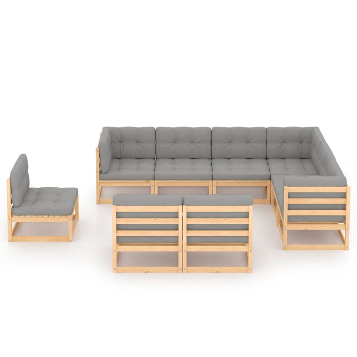 Set mobilier grădină cu perne, 9 piese, lemn masiv de pin WALTI