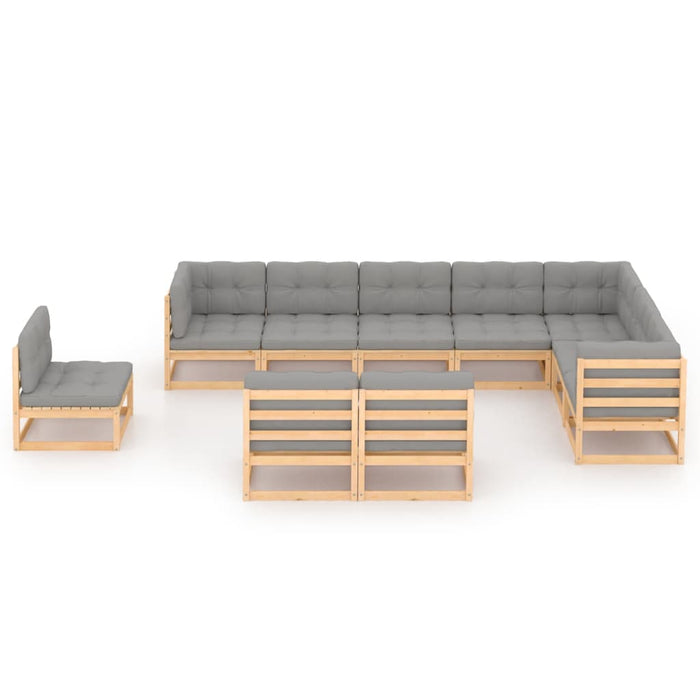 Set mobilier grădină cu perne, 10 piese, lemn masiv de pin WALTI