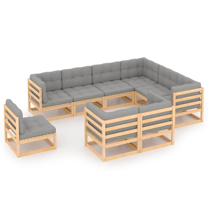 Set mobilier grădină cu perne, 9 piese, lemn masiv de pin WALTI
