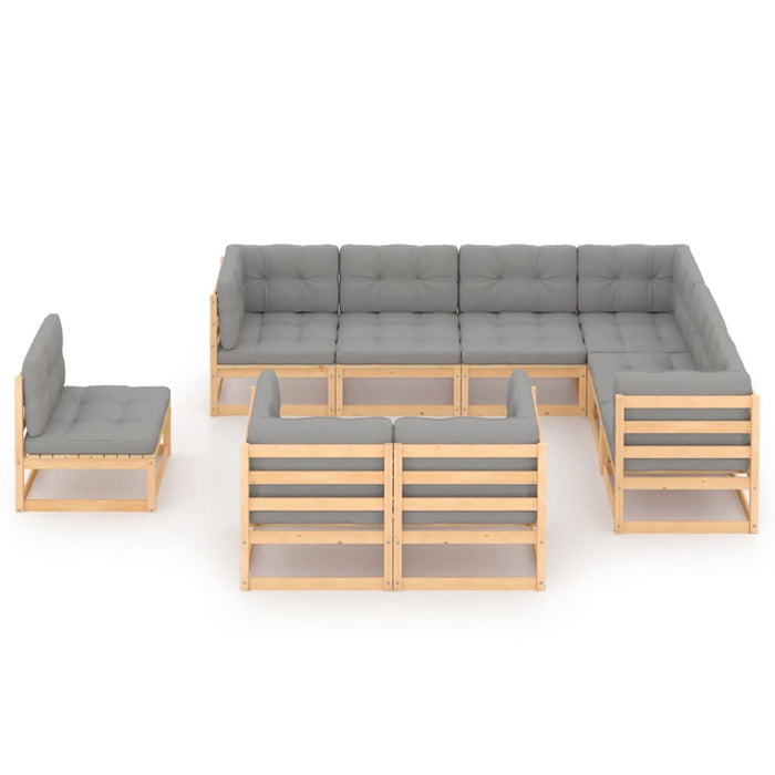 Set mobilier grădină cu perne, 9 piese, lemn masiv de pin WALTI