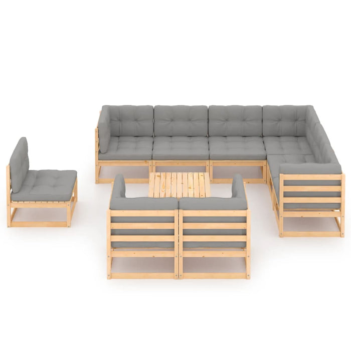 Set mobilier grădină cu perne, 10 piese, lemn masiv de pin WALTI