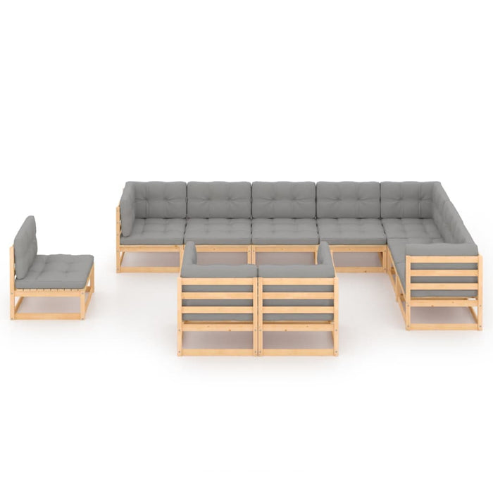 Set mobilier grădină cu perne, 10 piese, lemn masiv de pin WALTI
