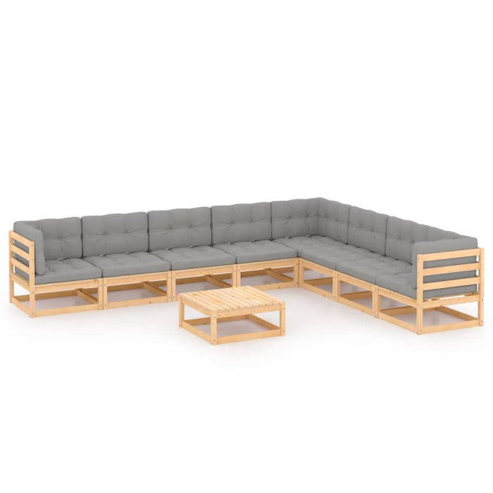 Set mobilier grădină cu perne, 9 piese, lemn masiv de pin WALTI