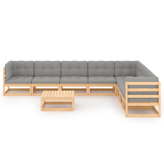Set mobilier grădină cu perne, 9 piese, lemn masiv de pin WALTI