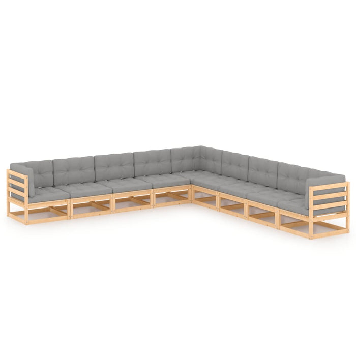 Set mobilier grădină cu perne, 9 piese, lemn masiv de pin WALTI