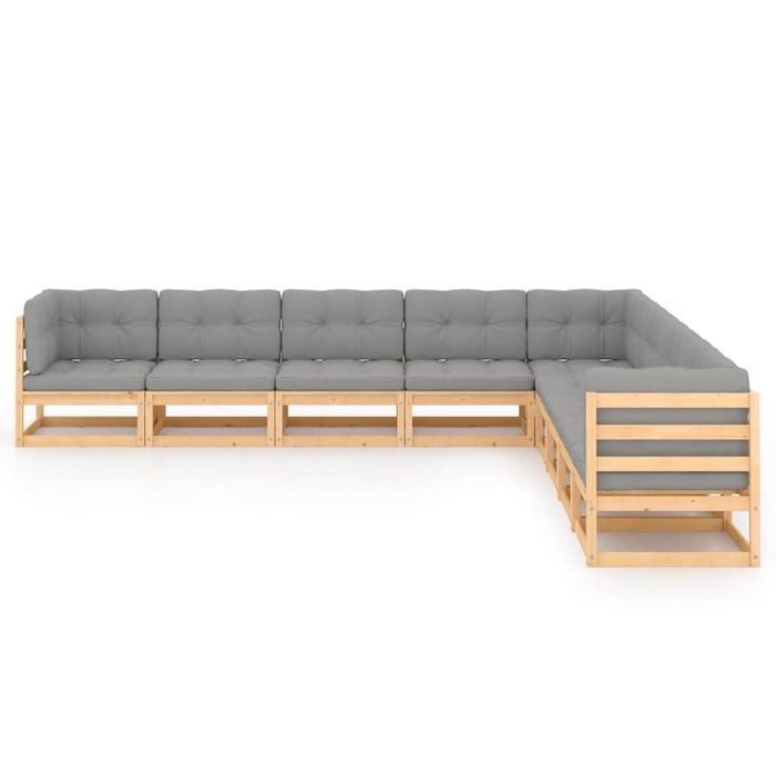 Set mobilier grădină cu perne, 9 piese, lemn masiv de pin WALTI