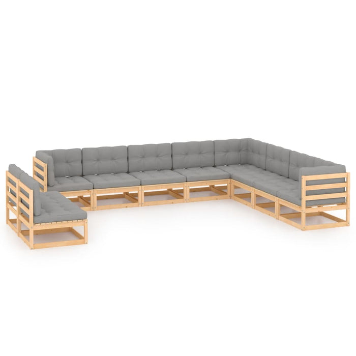 Set mobilier grădină cu perne, 10 piese, lemn masiv de pin WALTI