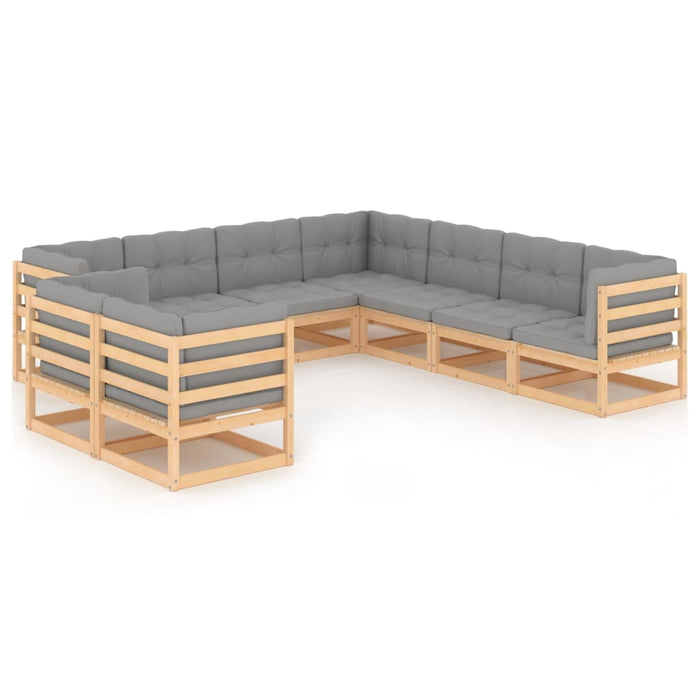 Set mobilier grădină cu perne, 9 piese, lemn masiv de pin WALTI
