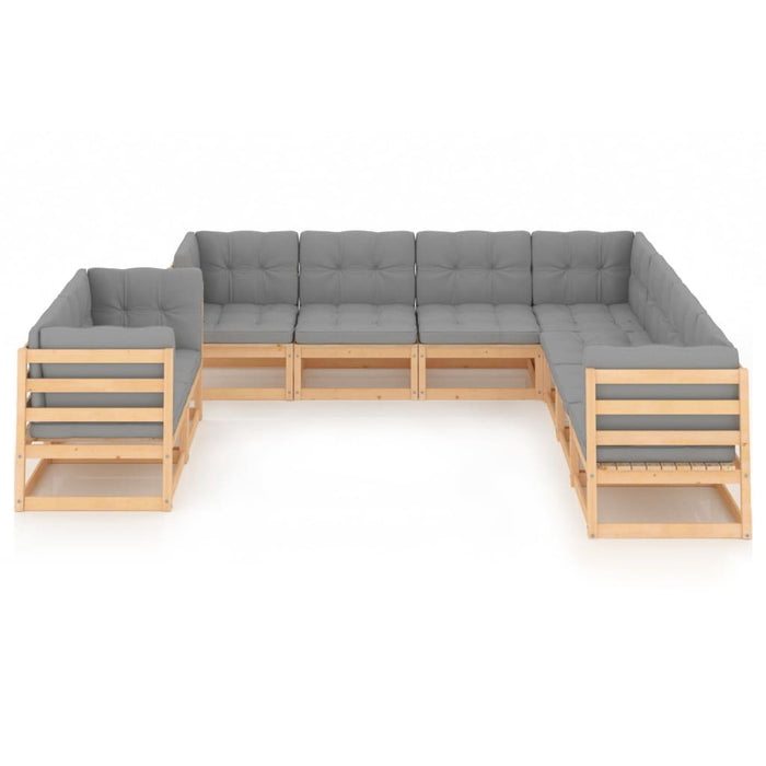 Set mobilier grădină cu perne, 9 piese, lemn masiv de pin WALTI
