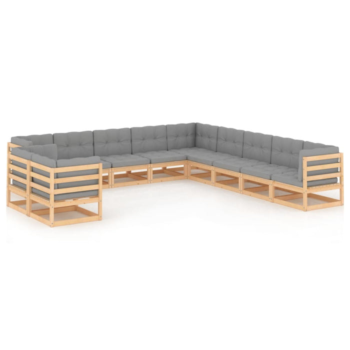 Set mobilier grădină cu perne, 11 piese, lemn masiv de pin WALTI