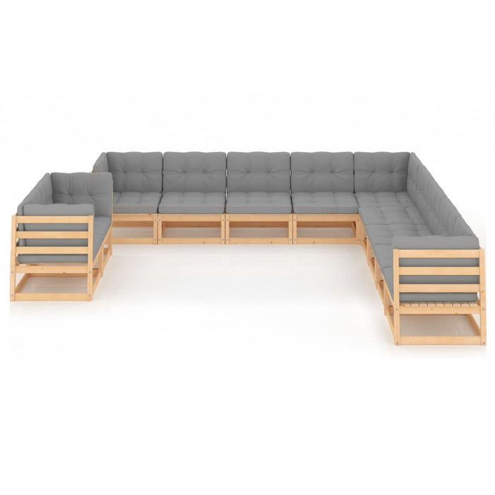 Set mobilier grădină cu perne, 11 piese, lemn masiv de pin WALTI