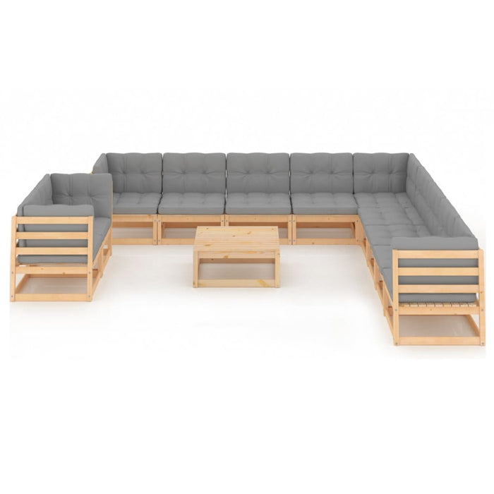 Set mobilier grădină cu perne, 12 piese, lemn masiv de pin WALTI