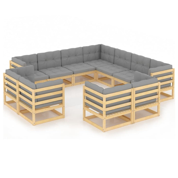 Set mobilier grădină cu perne, 11 piese, lemn masiv de pin WALTI